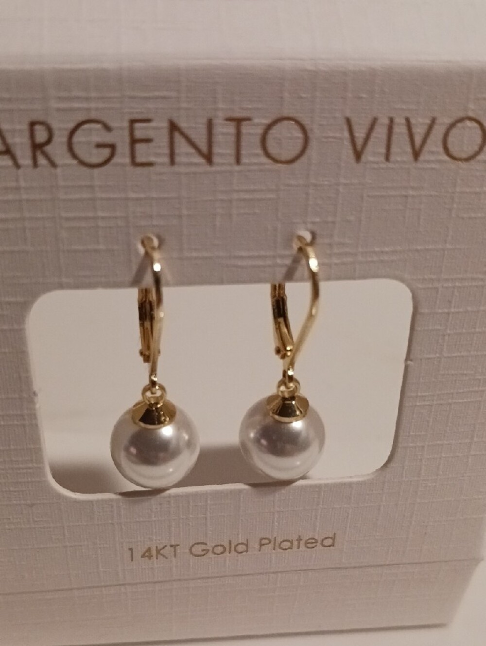Argento Vivo ⚜️14kt.   Gold-Plated White Pearl Drop Earrings